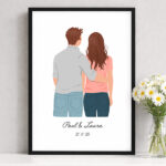 Miniaturansicht von Poster mit personalisierter Illustration eines Paares von hinten