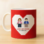 Lego-Tasse Rotes Herz mit Namen und personalisiertem Text Miniaturansicht von Lego-Tasse Rotes Herz mit Namen und personalisiertem Text