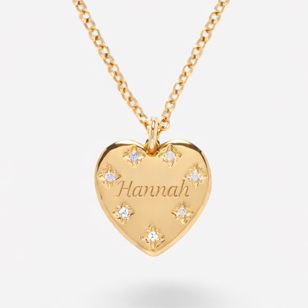 Herz-Halskette mit Strasssteinen und personalisiertem Text