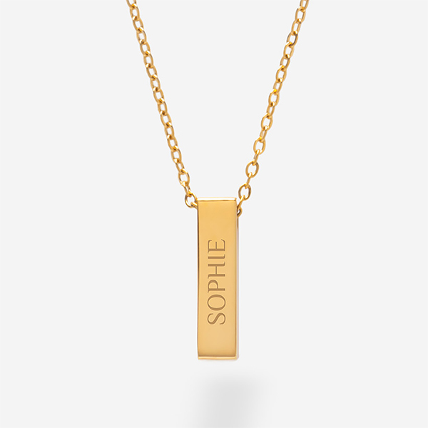 Block-Halskette mit personalisiertem Text