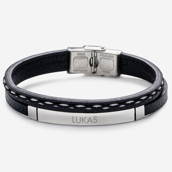 Doppeltes Herrenarmband mit personalisiertem Text