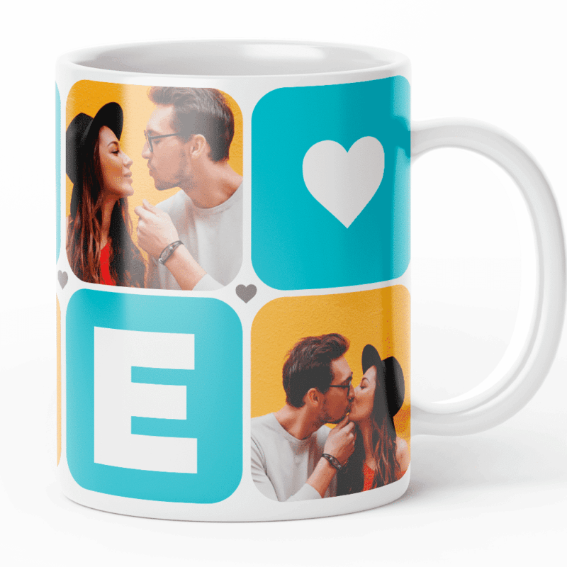 Personalisierte Love-Tasse mit 5 Fotos