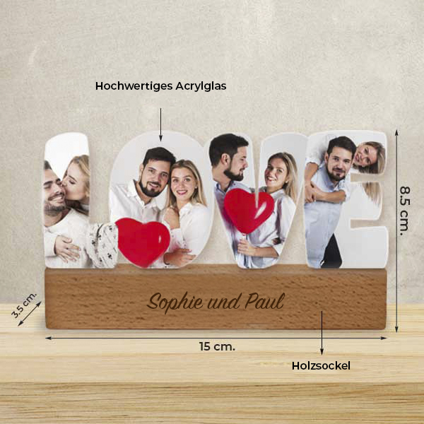 Love-Plakette mit Fotos und Text personalisiert