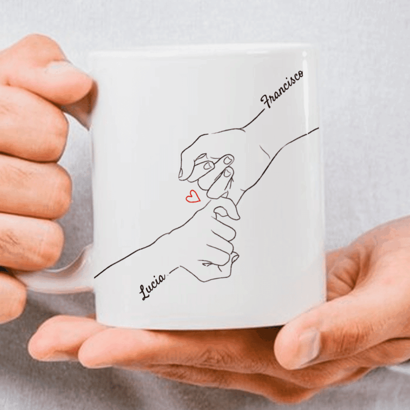 Personalisierte Tasse „Vereinte Hände“ mit Namen
