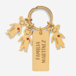 Miniaturansicht von Schlüsselanhänger aus Stahl mit Text und personalisierten Figuren