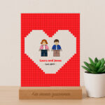 Miniaturansicht von Schild oder Lampe Design Rotes Herz mit Namen, Text und personalisierten Legos