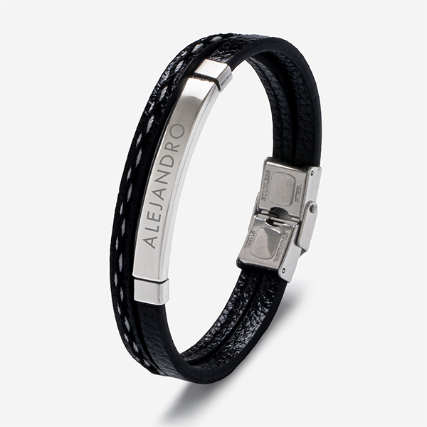 Doppeltes Herrenarmband mit personalisiertem Text