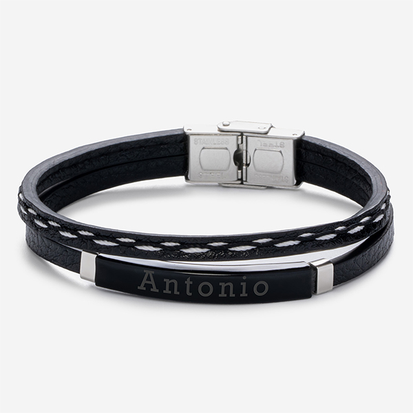Doppeltes Herrenarmband mit personalisiertem Text