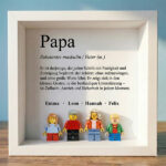 Miniaturansicht von Bilderrahmen mit Lego-Minifiguren Definition von Papa und personalisierten Namen