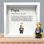 Miniaturansicht von Bilderrahmen mit Lego-Minifiguren Definition von Papa und personalisierten Namen