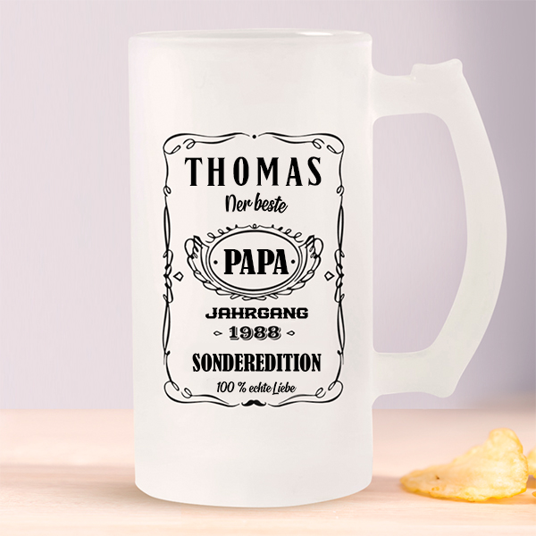 Personalisierter Bierkrug Whisky-Etikett