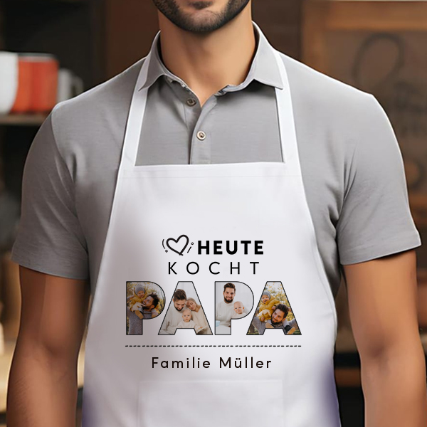 Personalisierte Papa-Schürze mit Fotos
