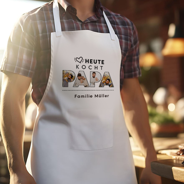 Personalisierte Papa-Schürze mit Fotos
