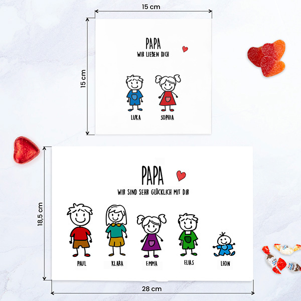 Personalisierte Süßigkeitenbox mit Figuren und Text