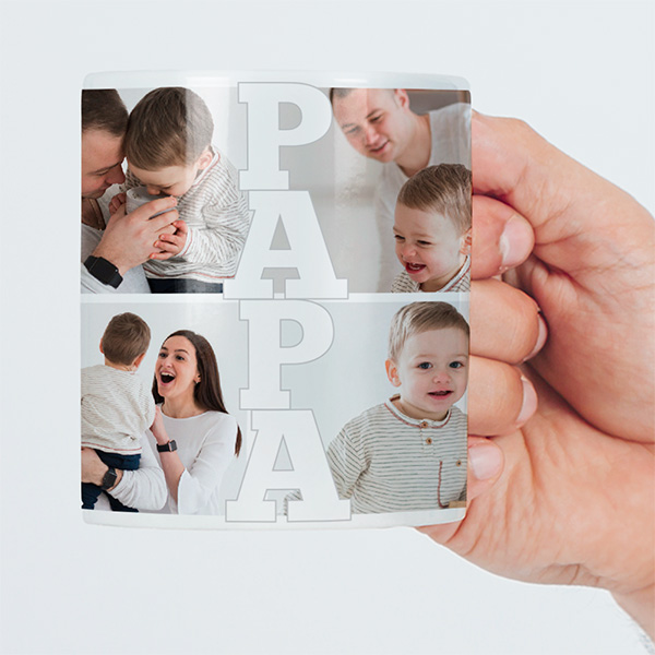 Papa Tasse mit 4 Fotos personalisiert