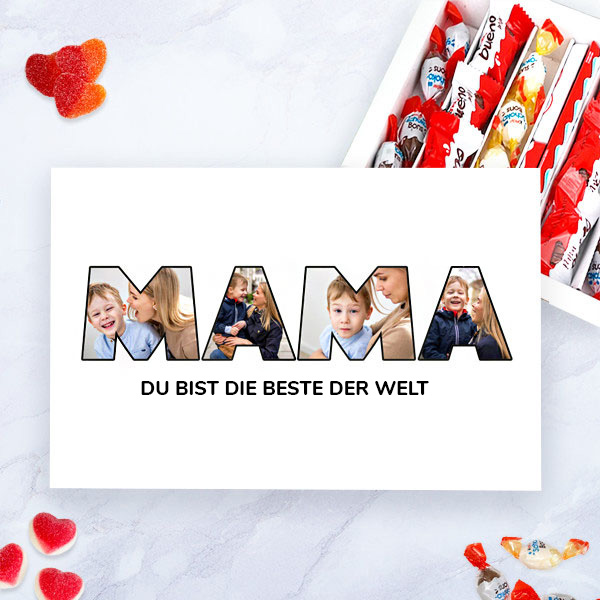 Personalisierte Süßigkeitenbox Mama mit Fotos in den Buchstaben