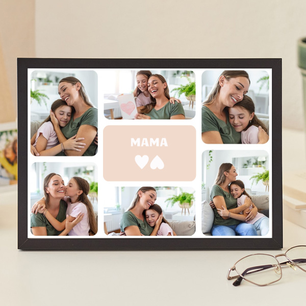 Mama-Platte mit sechs personalisierten Fotos