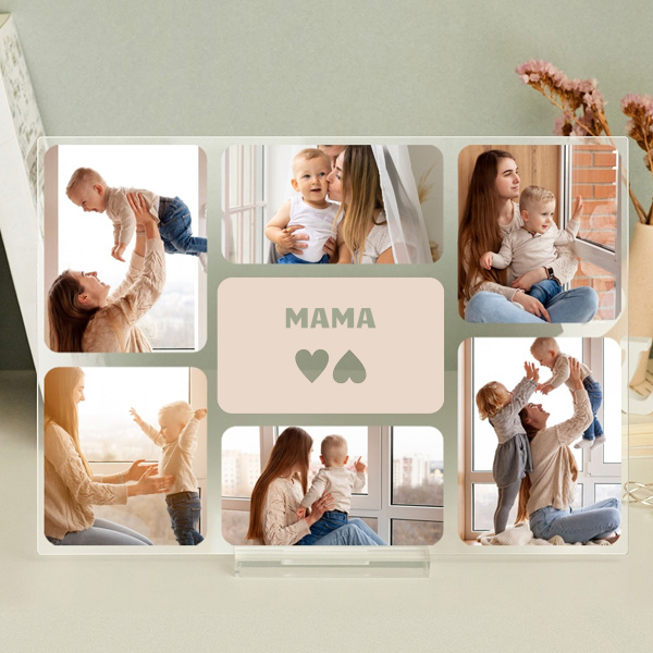 Mama-Platte mit sechs personalisierten Fotos