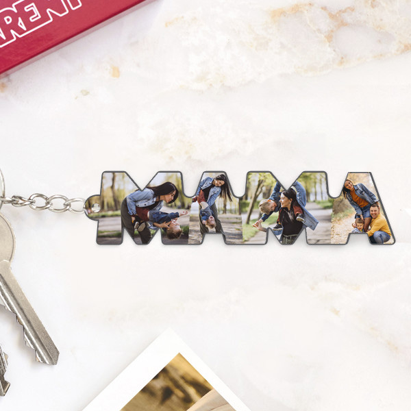 Personalisierter Schlüsselanhänger mit Fotos in MAMA-Buchstaben