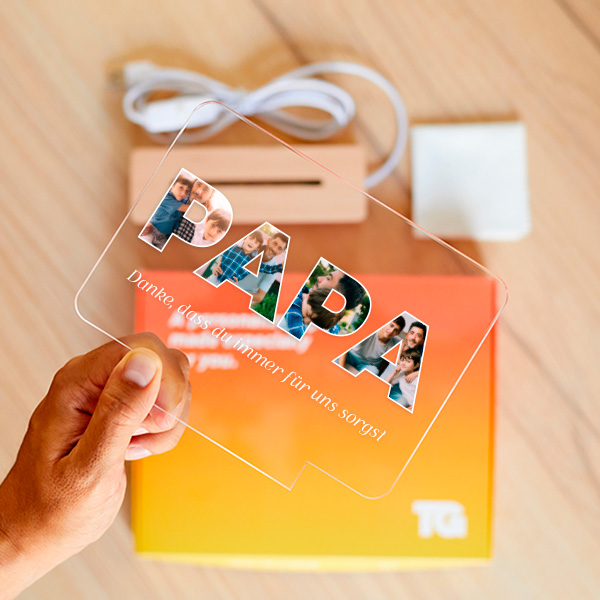 Papa Lampe mit Fotos personalisiert