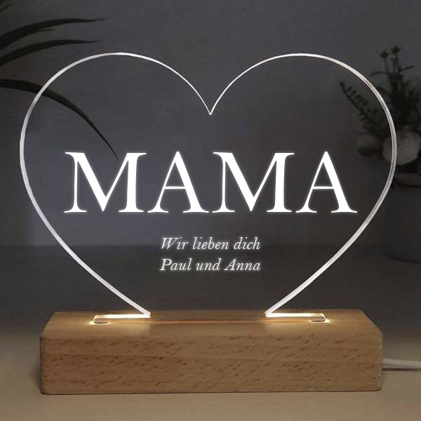 Personalisierte Mama-Lampe in Herzform