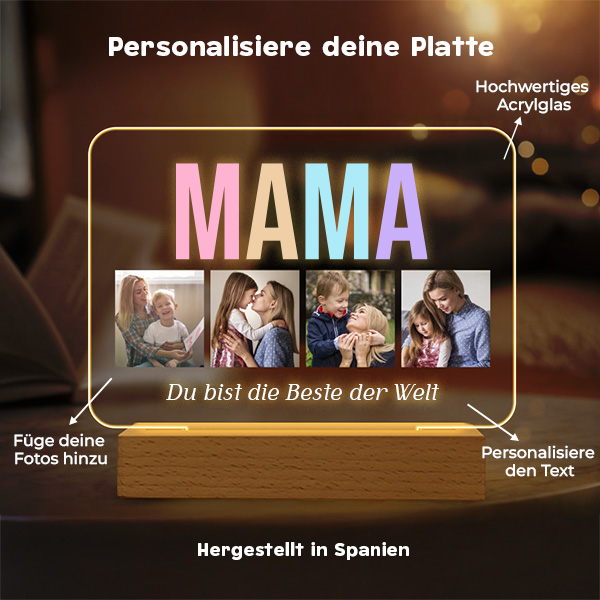 Personalisierte mehrfarbige Mama-Lampe