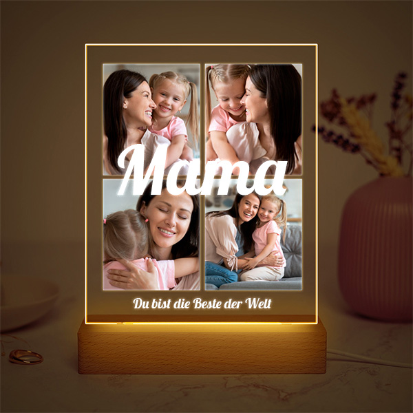 Personalisierte Mama-Collage-Lampe mit vier Fotos