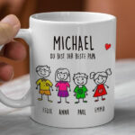 Miniaturansicht von Tasse mit Figuren und Text personalisiert