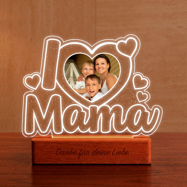 I-Love-Mama-Lampe mit personalisiertem Foto