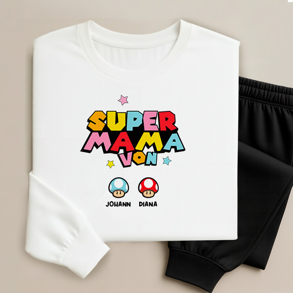 Super-Mama-Pyjama mit personalisierten Namen