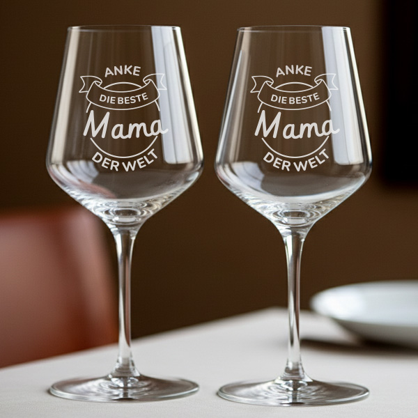 Weinglas für die beste Mama mit personalisiertem Namen