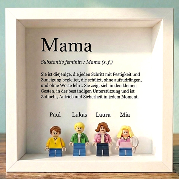Bild mit Lego-Minifiguren Definition von Mama und personalisierten Namen