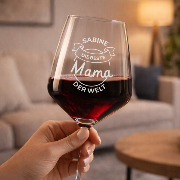 Weinglas für die beste Mama mit personalisiertem Namen