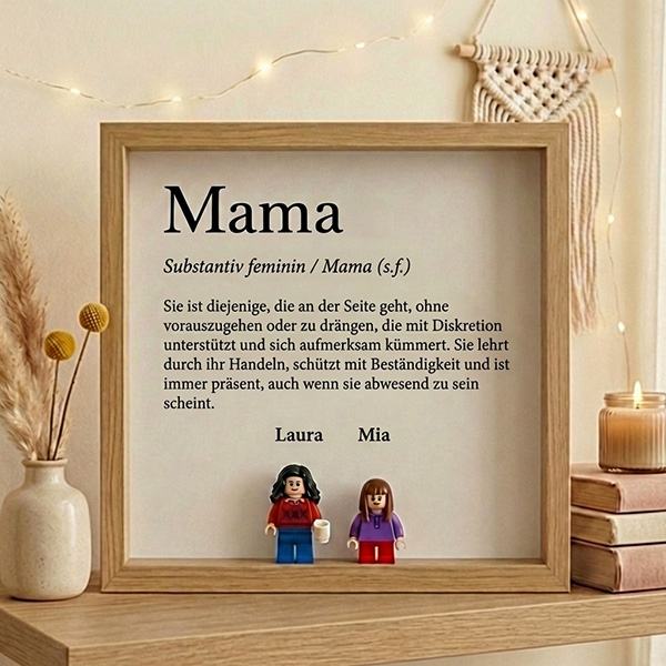 Bild mit Lego-Minifiguren Definition von Mama und personalisierten Namen