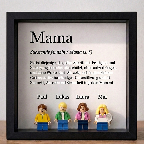 Bild mit Lego-Minifiguren Definition von Mama und personalisierten Namen