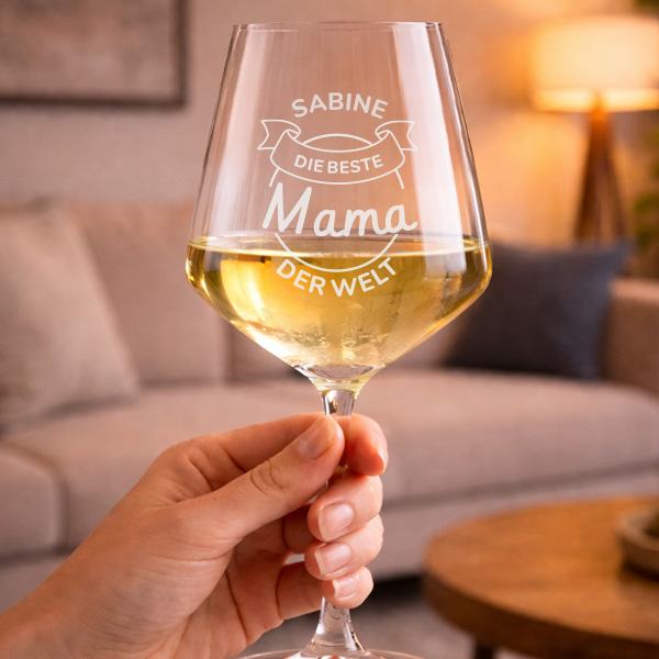 Weinglas für die beste Mama mit personalisiertem Namen
