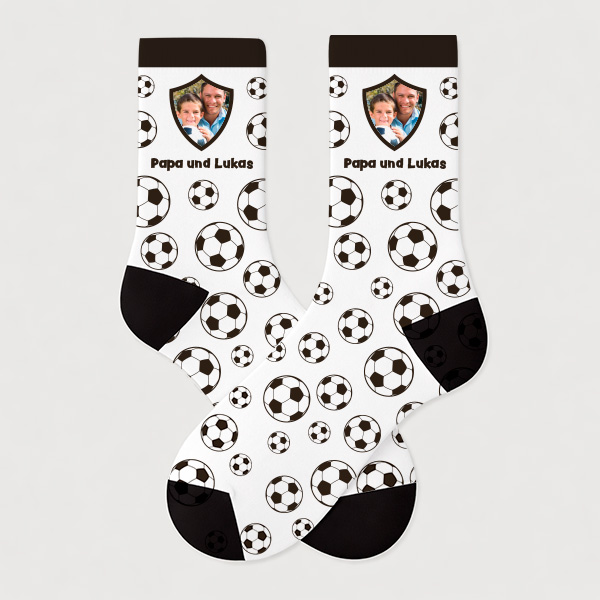 Fußballsocken mit personalisiertem Foto und Text