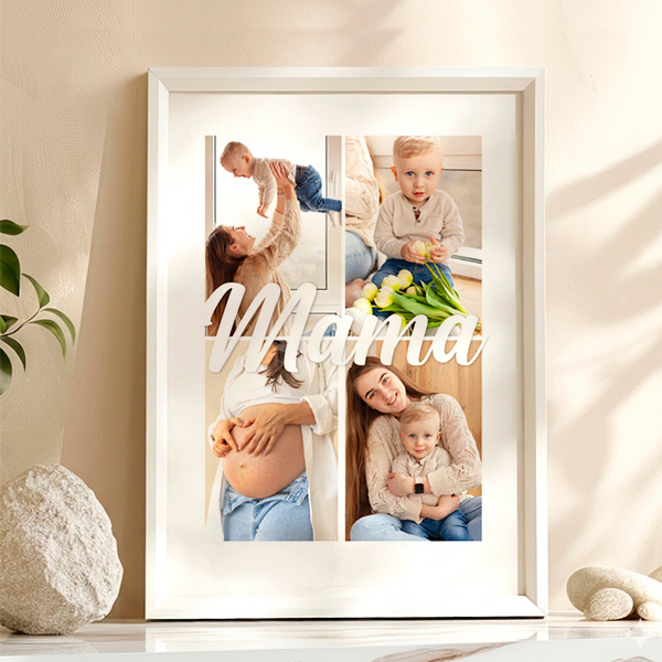 Poster für Mama mit 4 personalisierten Fotos