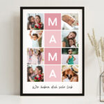 Miniaturansicht von Poster für Mama mit rosa Rahmen und personalisierten Fotos