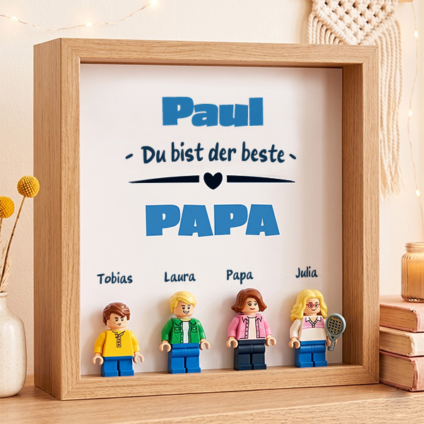 Bilderrahmen mit Lego-Minifiguren Du bist der beste Papa und personalisierten Namen