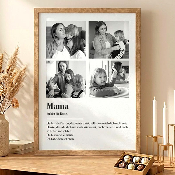 Poster Definition von Mama in Schwarz-Weiß mit personalisierten Fotos