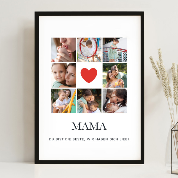 Mama-Herz-Poster mit personalisierten Fotos