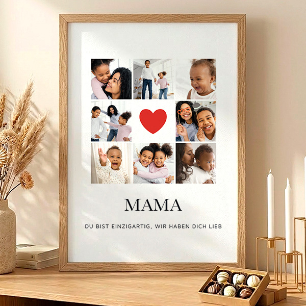 Mama-Herz-Poster mit personalisierten Fotos