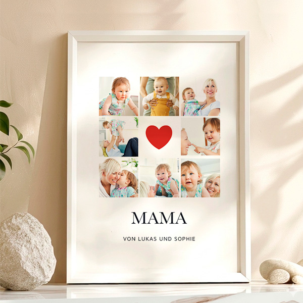 Mama-Herz-Poster mit personalisierten Fotos