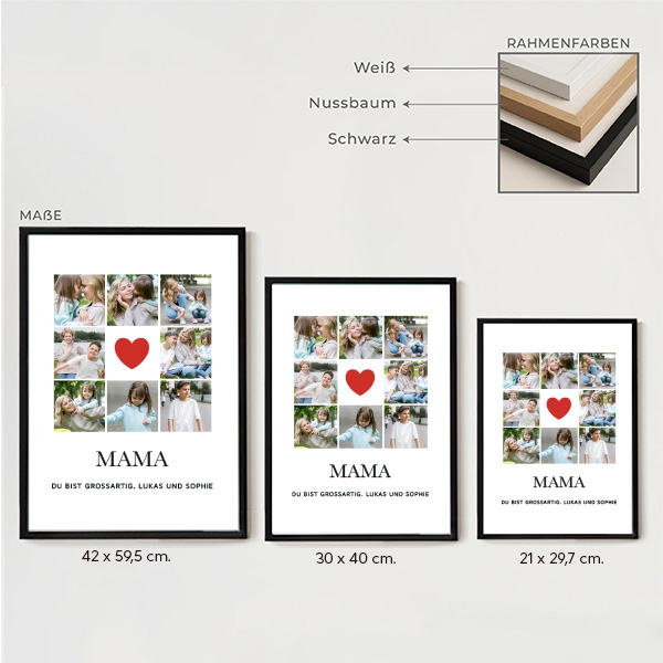 Mama-Herz-Poster mit personalisierten Fotos