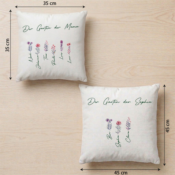 Kissen Der Garten von Mama mit personalisierten Namen