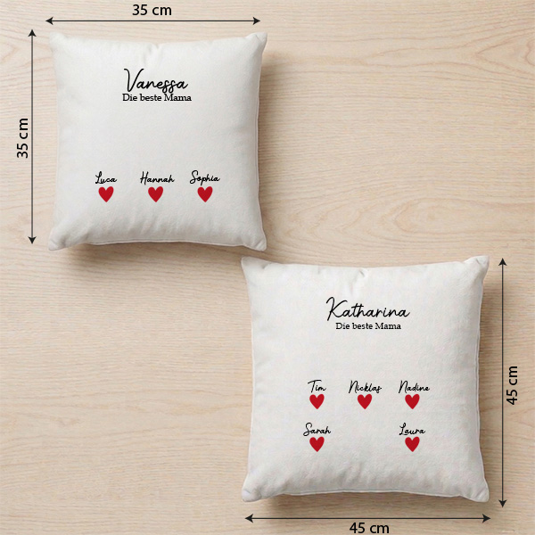 Kissen für Mama mit Händen und personalisierten Namen