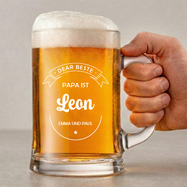 Bierkrug für den besten Papa mit personalisierten Texten