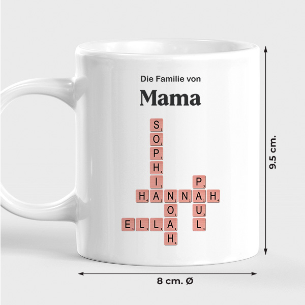 Tasse mit Scrabble-Design, Text und personalisierten Namen