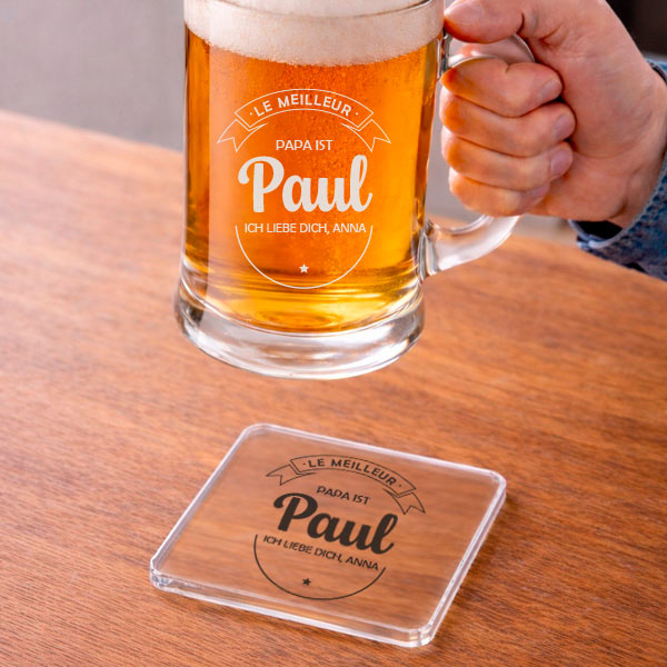 Bierkrug für den besten Papa mit personalisierten Texten